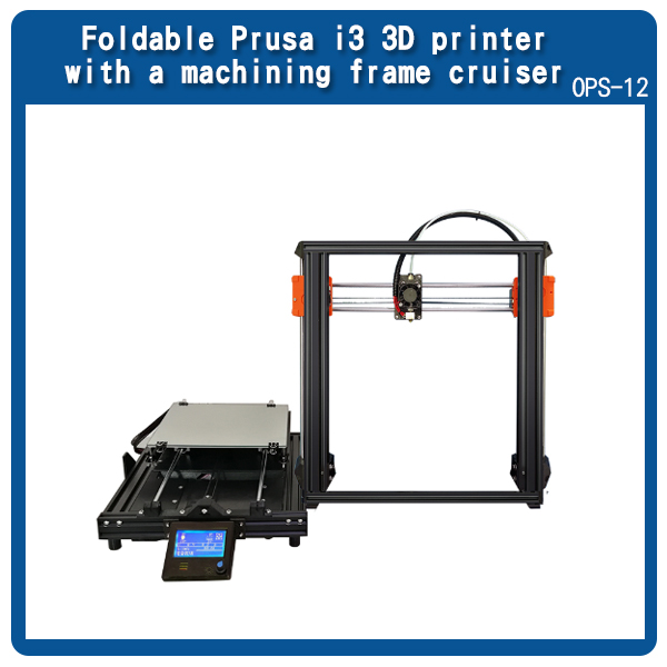 Foldable Prusa i3 3D printer with a machining frame cruiser.