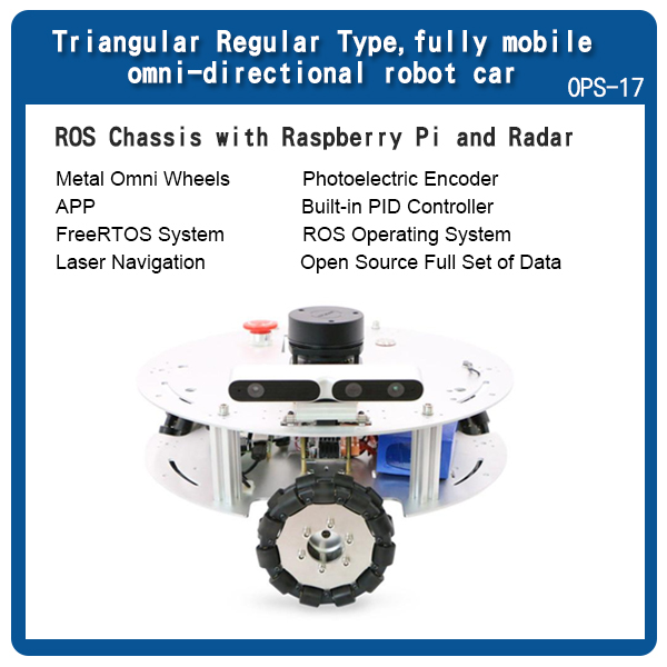 ROS Chassis with Raspberry Pi and Radar - Triangular Regular Type,fully mobile omni-directional robot car